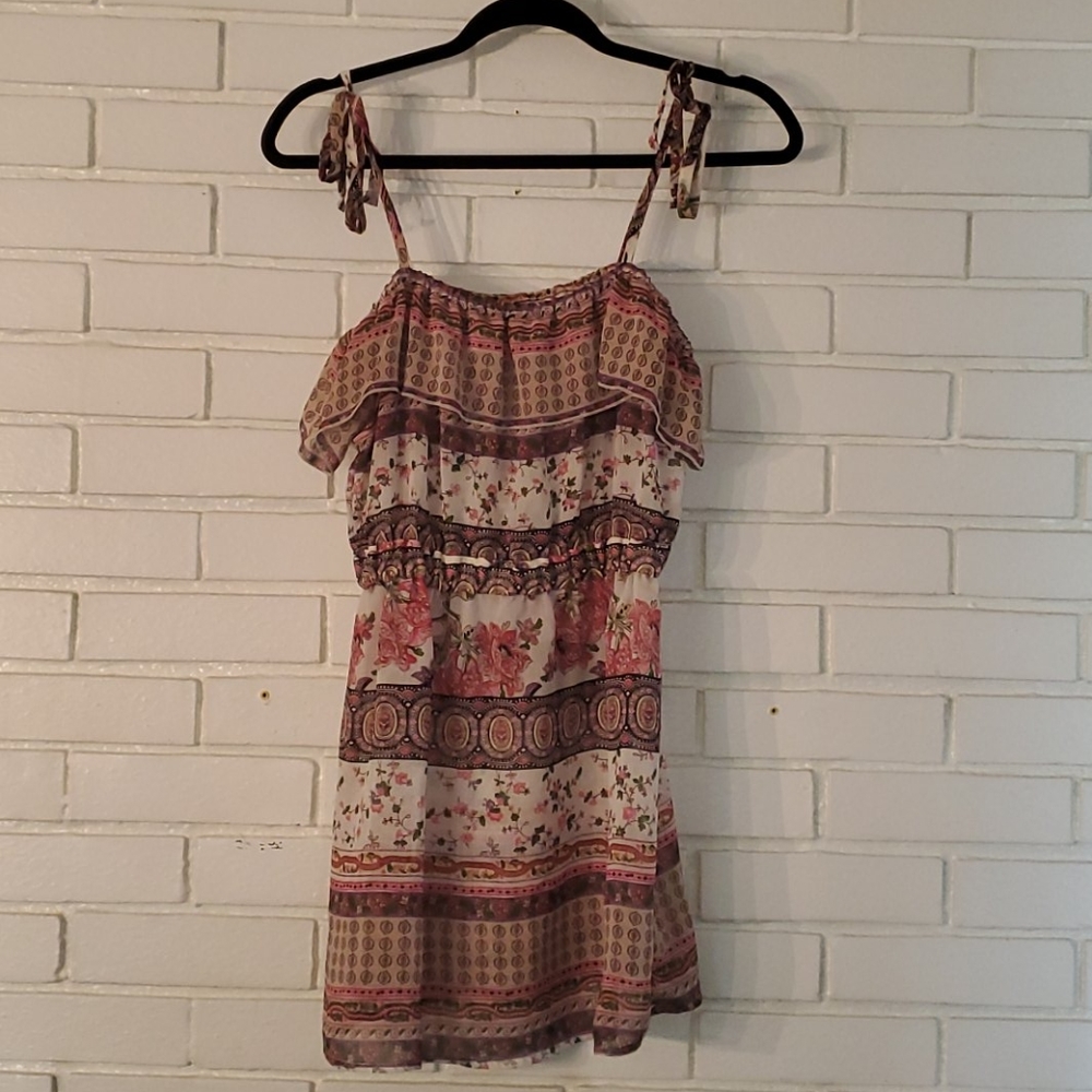 Boho print tank with optional cold shoulder medium